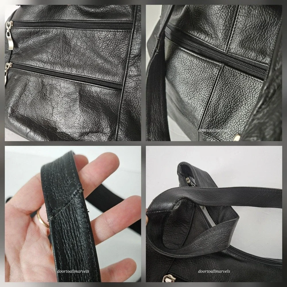VTG Carroll Leather Hobo Bag Black Soft  12